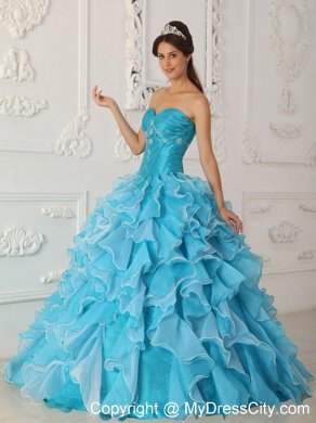 A-Line Sweetheart Beading Quinceanera Dress in Baby Blue