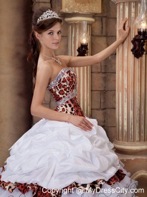 Leopard Print Organza Ruffled Quinceanera Dress on Sale