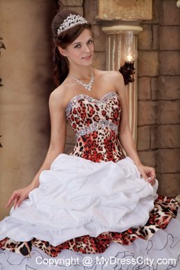 Leopard Print Organza Ruffled Quinceanera Dress on Sale