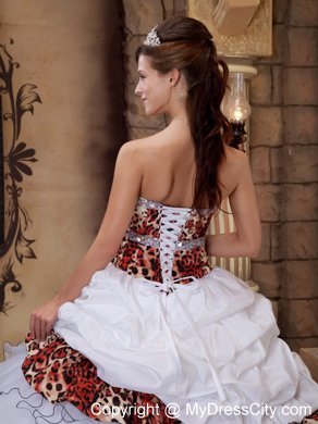 Leopard Print Organza Ruffled Quinceanera Dress on Sale