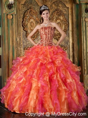 Multi-Color Organza Beading and Ruffles Sweet 15 Dresses