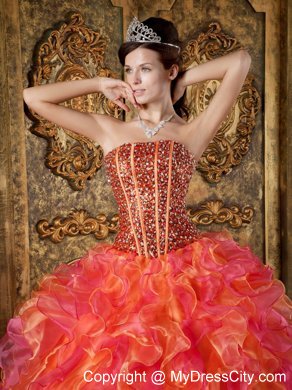 Multi-Color Organza Beading and Ruffles Sweet 15 Dresses