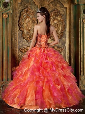 Multi-Color Organza Beading and Ruffles Sweet 15 Dresses