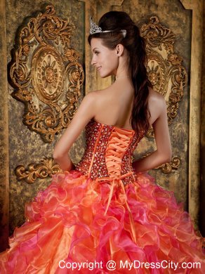 Multi-Color Organza Beading and Ruffles Sweet 15 Dresses