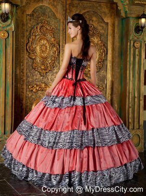 Luxurious Sweetheart Full-length Zebra Ruffled Dress for Quince