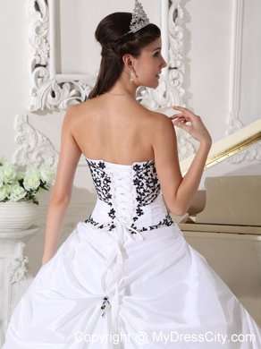 Tailor Made Taffeta Strapless Embroidery White Quinceanera Party Dress