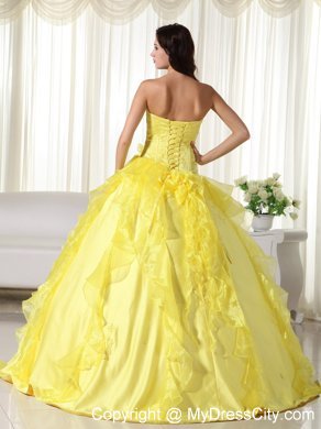 Custom Made Sweetheart Long 2013 Yellow Quinceanera Party Dress