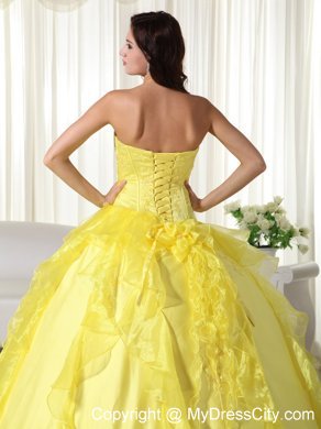 Custom Made Sweetheart Long 2013 Yellow Quinceanera Party Dress