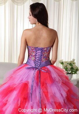 Multi-color Ball Gown Strapless Dress for Sweet 16 with Appliques