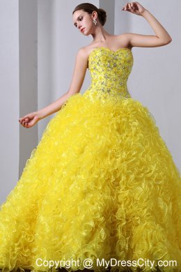 Sweetheart Lace-up Back Quinceanera Dress of Shine Yellow