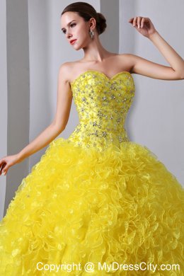 Sweetheart Lace-up Back Quinceanera Dress of Shine Yellow