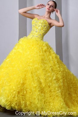 Sweetheart Lace-up Back Quinceanera Dress of Shine Yellow