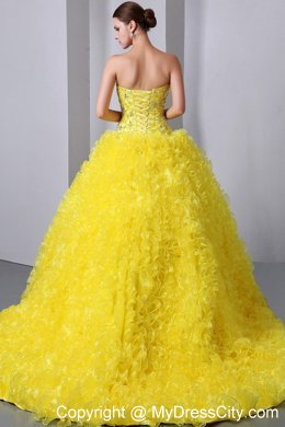 Sweetheart Lace-up Back Quinceanera Dress of Shine Yellow