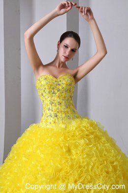 Sweetheart Lace-up Back Quinceanera Dress of Shine Yellow