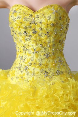 Sweetheart Lace-up Back Quinceanera Dress of Shine Yellow