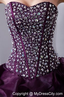 Purple Princess Rhinestones and Ruffles Quinceanera Dress