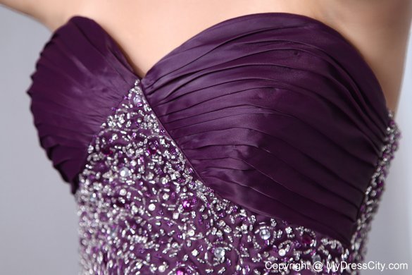 Hot Style Purple Brush Train Beading and Ruffles Quinceanera Dress