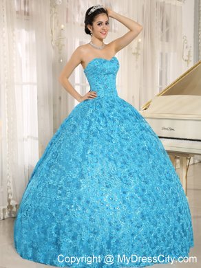 Teal Embroidery and Sequins Quinceanera Dress of Ball Gown