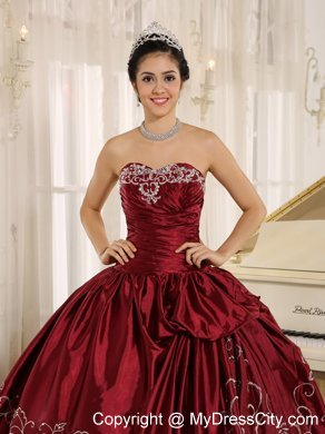 Classic Black and Wine Red Beaded Embroidered Quinceanera Dress