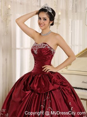 Classic Black and Wine Red Beaded Embroidered Quinceanera Dress