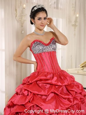 Watermelon and Black Ruffles Quinceanera Dress with Embroidery