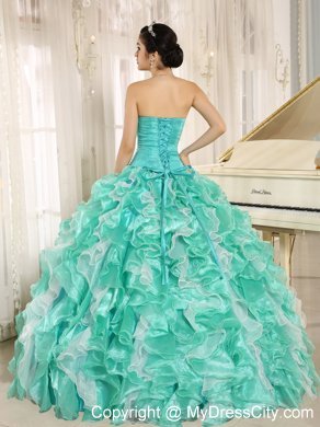 Apple Green Beaded Bodice and Ruffled Quinceanera Dress