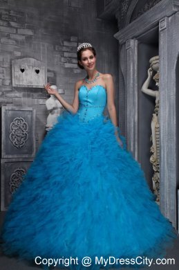 Two-toned Blue Quinceanera Dress with Beadings and Ruffles