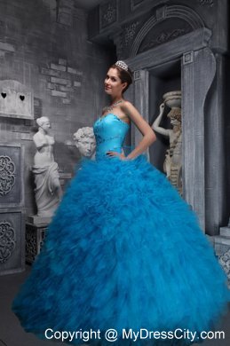 Two-toned Blue Quinceanera Dress with Beadings and Ruffles