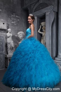 Two-toned Blue Quinceanera Dress with Beadings and Ruffles