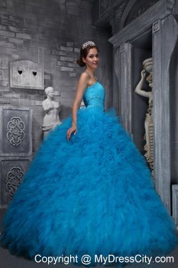 Two-toned Blue Quinceanera Dress with Beadings and Ruffles