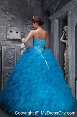 Two-toned Blue Quinceanera Dress with Beadings and Ruffles