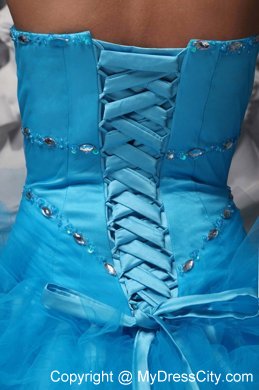 Two-toned Blue Quinceanera Dress with Beadings and Ruffles