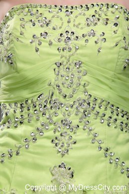 Spring Green Bodice Beaded and Ruffled Quinceanera Dress