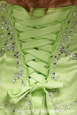 Spring Green Bodice Beaded and Ruffled Quinceanera Dress