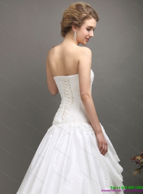 White Sweetheart Brush Train Maternity Wedding Dresses with Ruffled Layers