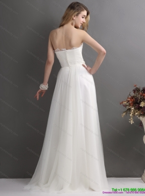 2015 Beautiful Strapless Wedding Dress with Beading and Appliques