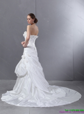 2015 Beautiful Sweetheart Wedding Dress with Court Train