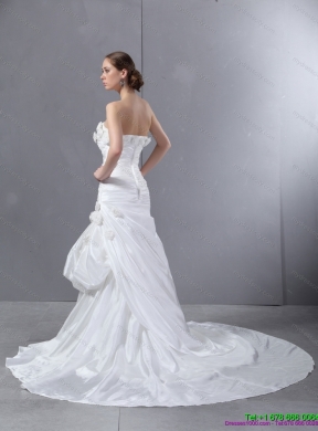 2015 Beautiful Sweetheart Wedding Dress with Court Train