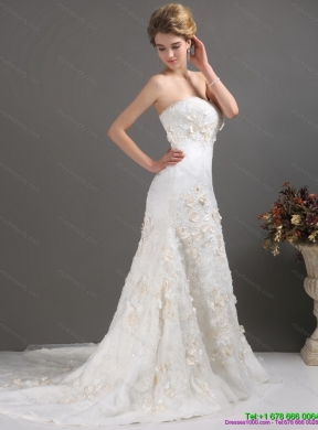 2015 Classical Sweetheart Wedding Dress with Beading and Appliques