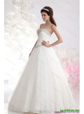 2015 Fashionable Sweetheart A Line Wedding Dress with Beadings