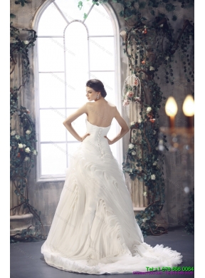 2015 Maternity Sweetheart Ruching Wedding Dresses with Brush Train