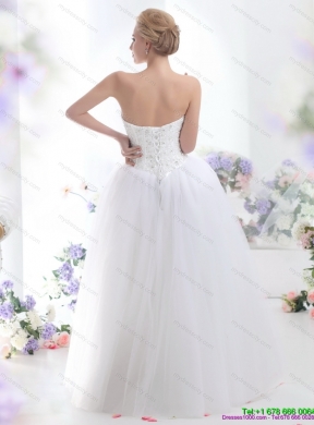 2015 Modest Sweetheart A Line Wedding Dress with Beading