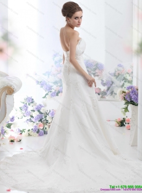 2015 New Style Sweetheart Maternity Wedding Dress with Beadings