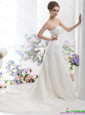 2015 New Style Sweetheart Maternity Wedding Dress with Beadings