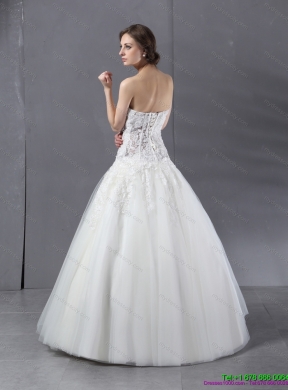 2015 Simple Sweetheart Lace Wedding Dress with Floor-length