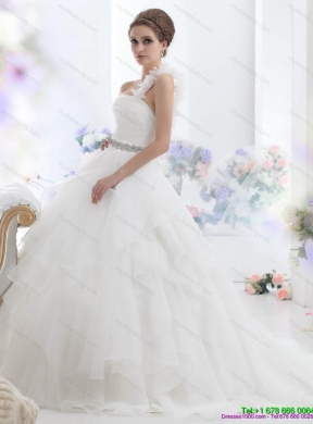 2015 The Super Hot One Shoulder Wedding Dress with Appliques