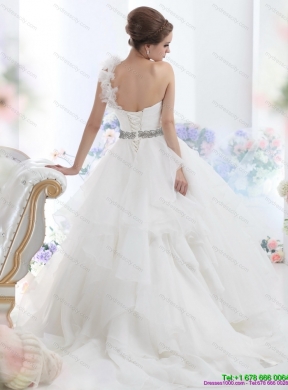 2015 The Super Hot One Shoulder Wedding Dress with Appliques