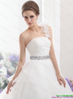 2015 The Super Hot One Shoulder Wedding Dress with Appliques