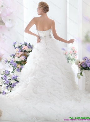 Beading Sweetheart Maternity Bridal Gown with Ruffles and Brush Train