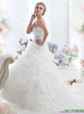 Beading Sweetheart Maternity Bridal Gown with Ruffles and Brush Train